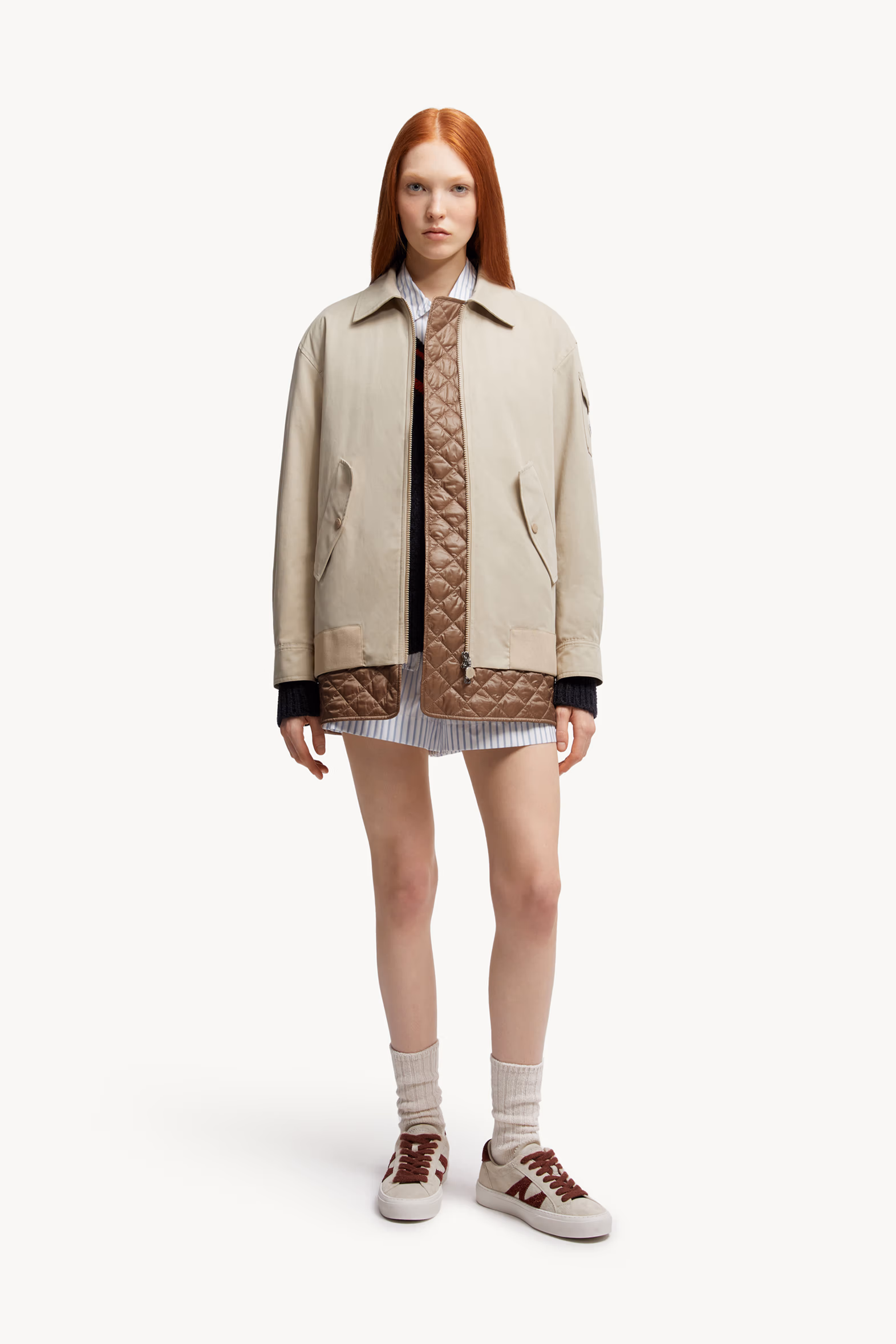 Felci Padded Shirt Jacket Women Grey Beige Moncler 0